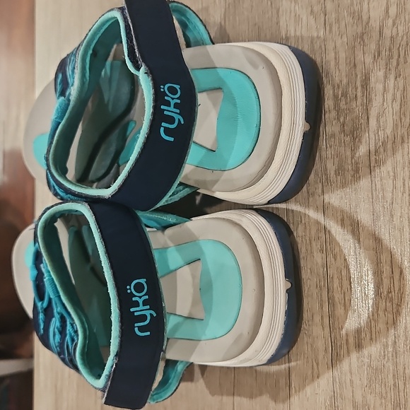 Ryka Glance Women's size 9W  Blue Faux Leather Bungee Sporty Open Toe  Sandals - Picture 3 of 9